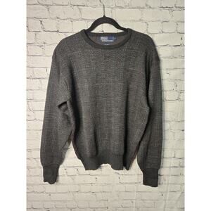 VINTAGE Ralph Lauren Polo Sweater Adult Medium 100% Wool Plaid Striped 90s.